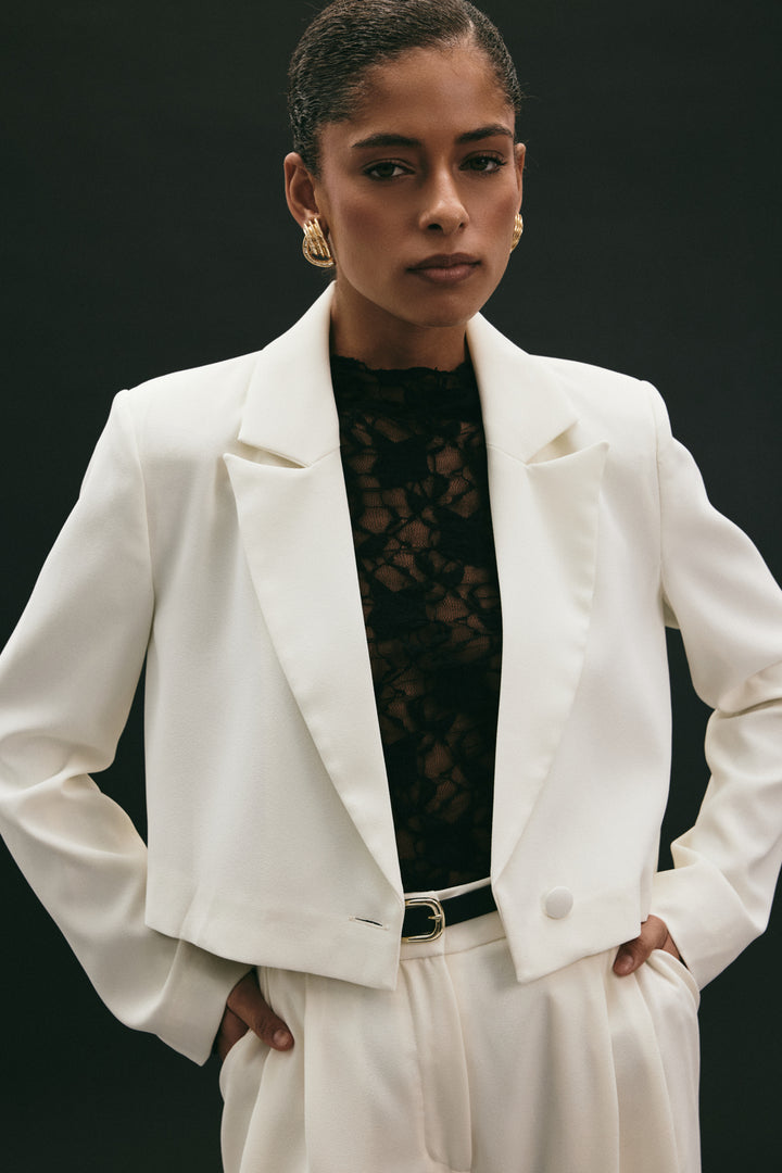 Sateen Veste Courte Luna - Écru