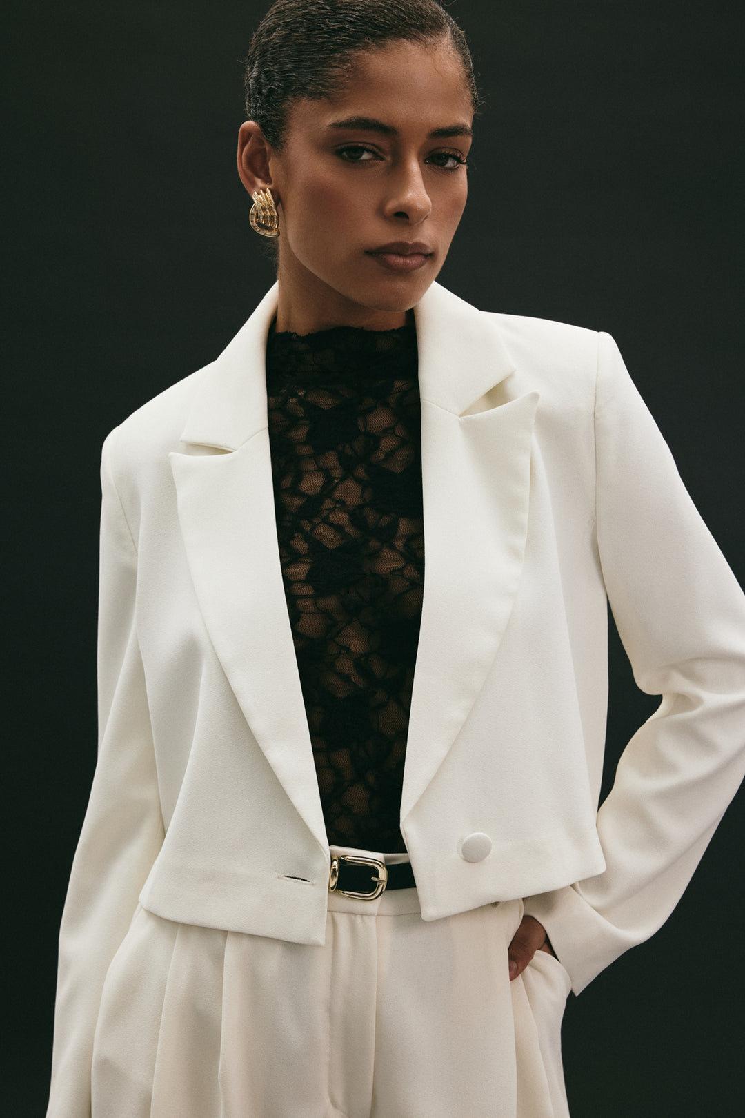 Sateen Veste Courte Luna - Écru
