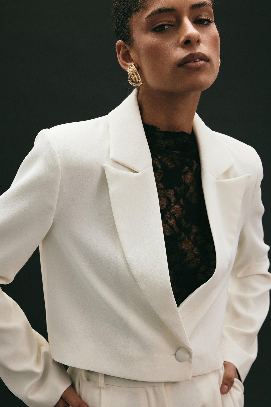 Sateen Veste Courte Luna - Écru