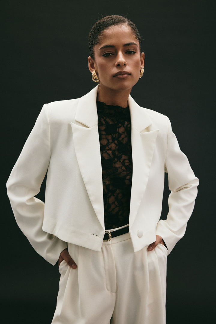 Sateen Veste Courte Luna - Écru