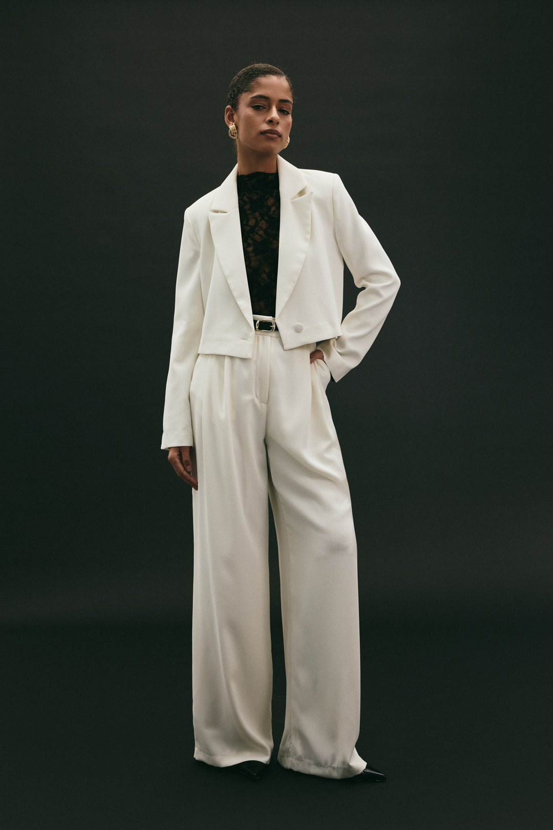 Sateen Pantalon en crêpe Luna - Écru