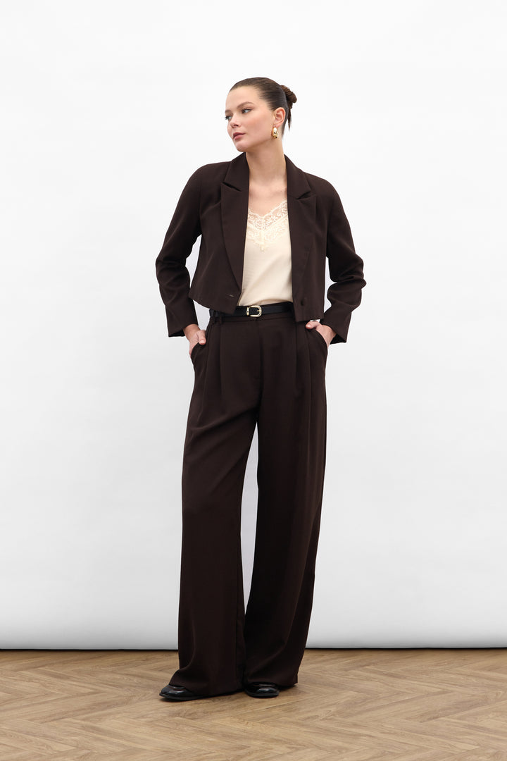 Sateen Pantalon en crêpe Luna - Marron