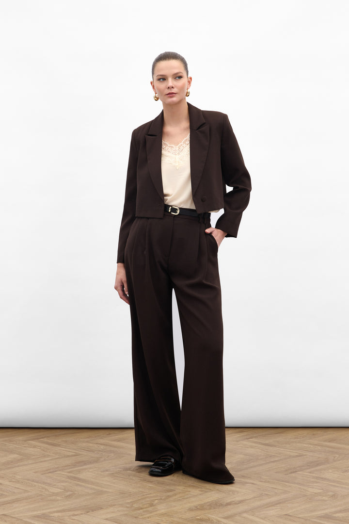 Sateen Pantalon en crêpe Luna - Marron