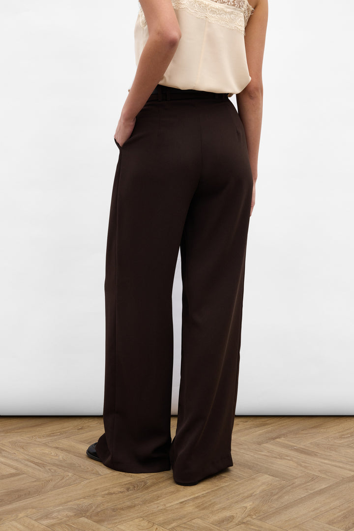 Sateen Pantalon en crêpe Luna - Marron