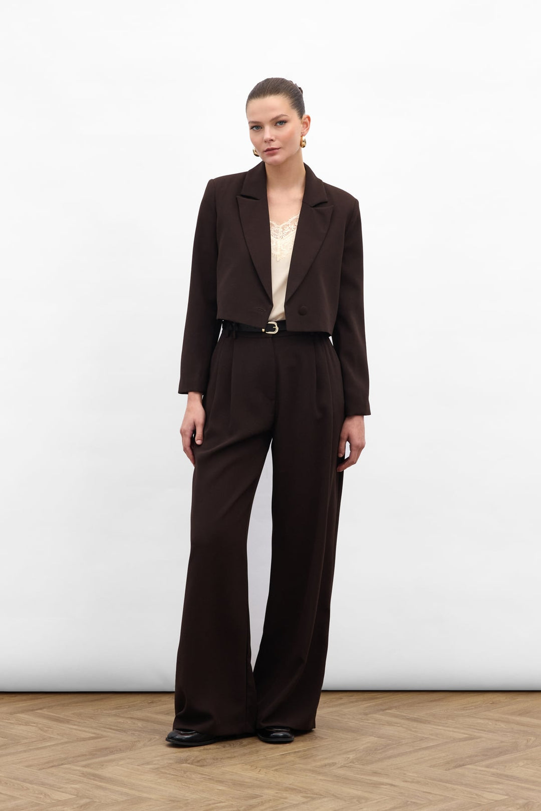 Sateen Pantalon en crêpe Luna - Marron
