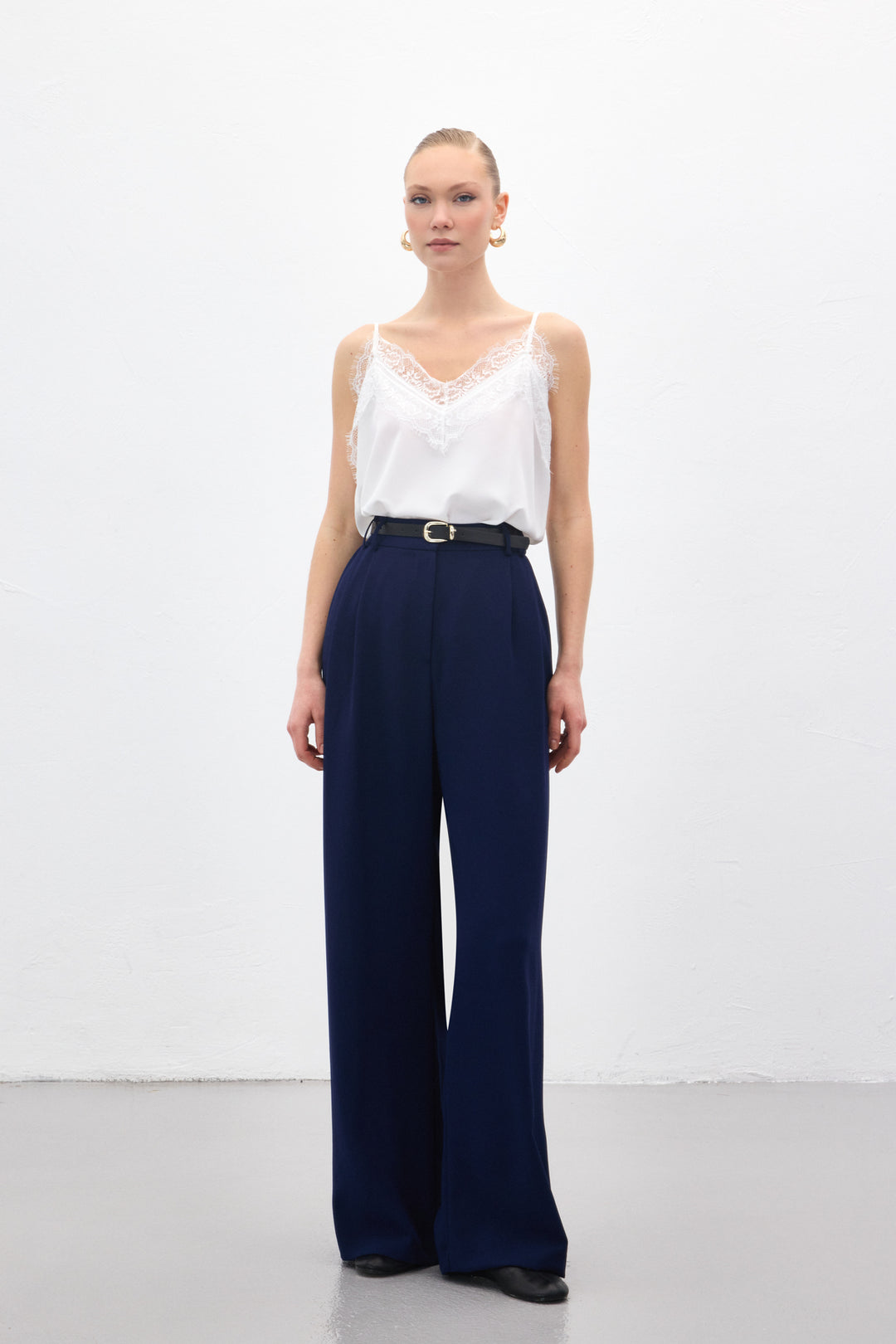 Sateen Pantalon en crêpe Luna - Bleu marine