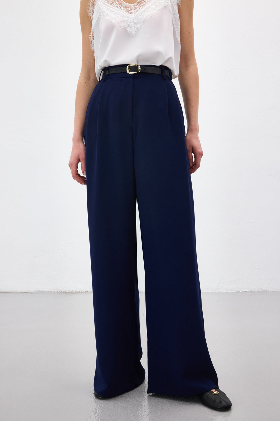 Sateen Pantalon en crêpe Luna - Bleu marine