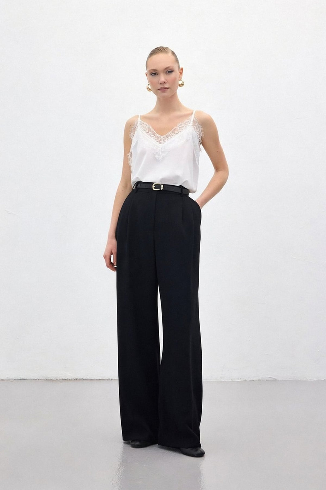 Sateen Pantalon en crêpe Luna - Noir