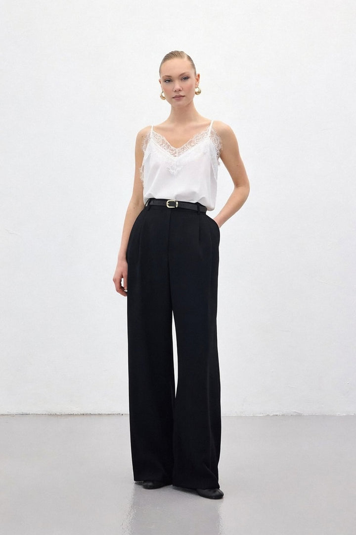 Sateen Pantalon en crêpe Luna - Noir