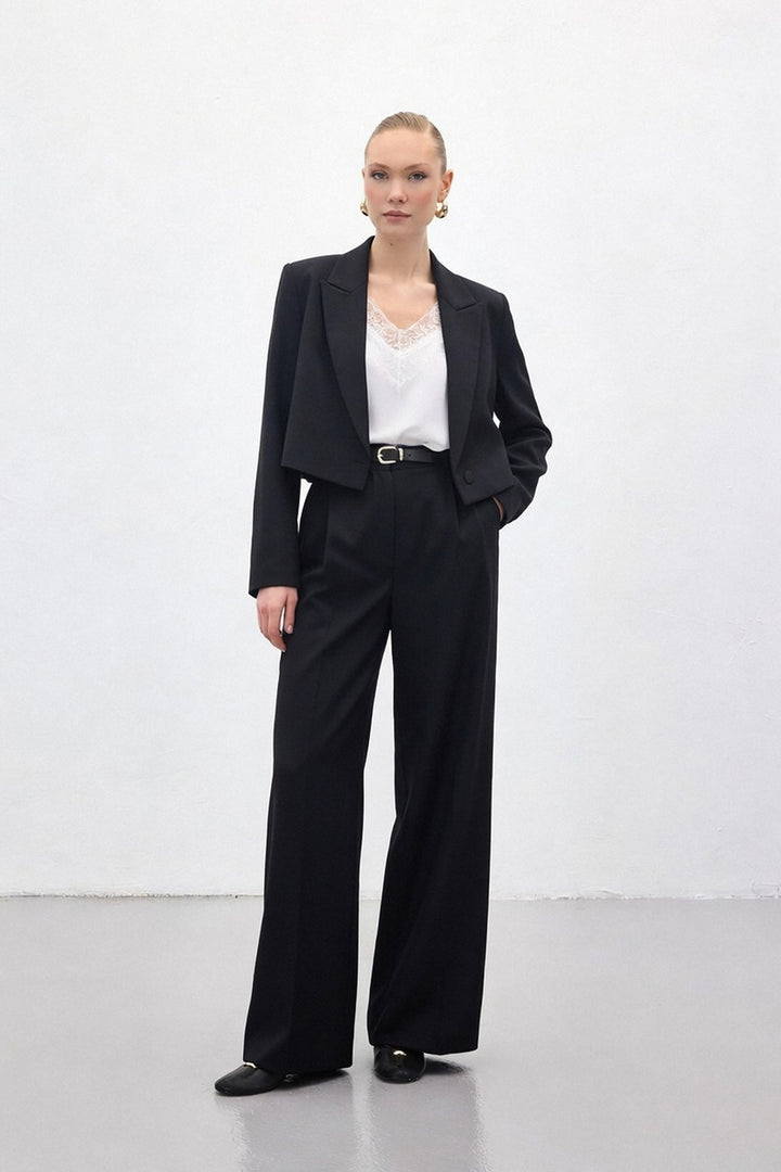 Sateen Pantalon en crêpe Luna - Noir