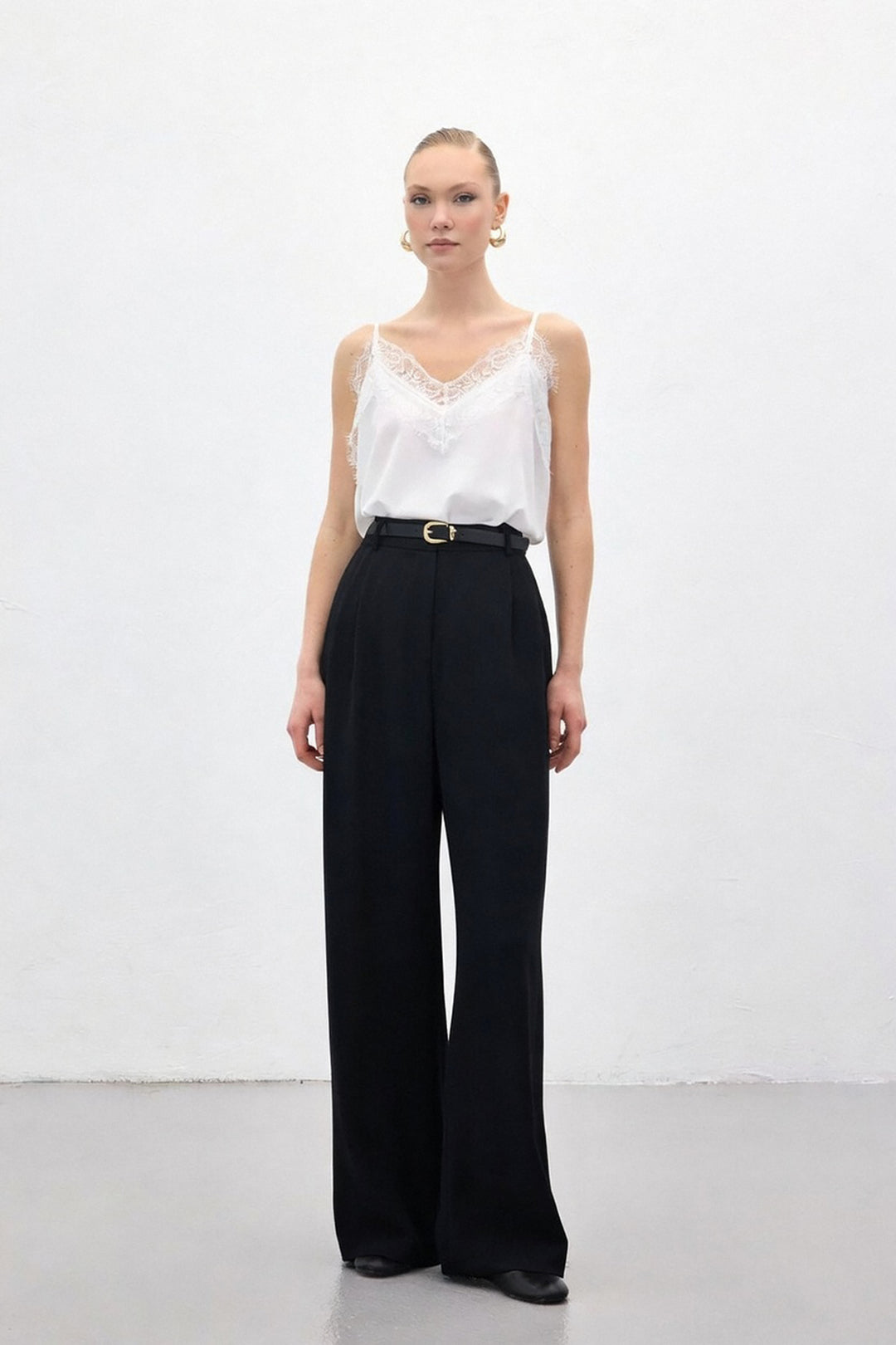 Sateen Pantalon en crêpe Luna - Noir