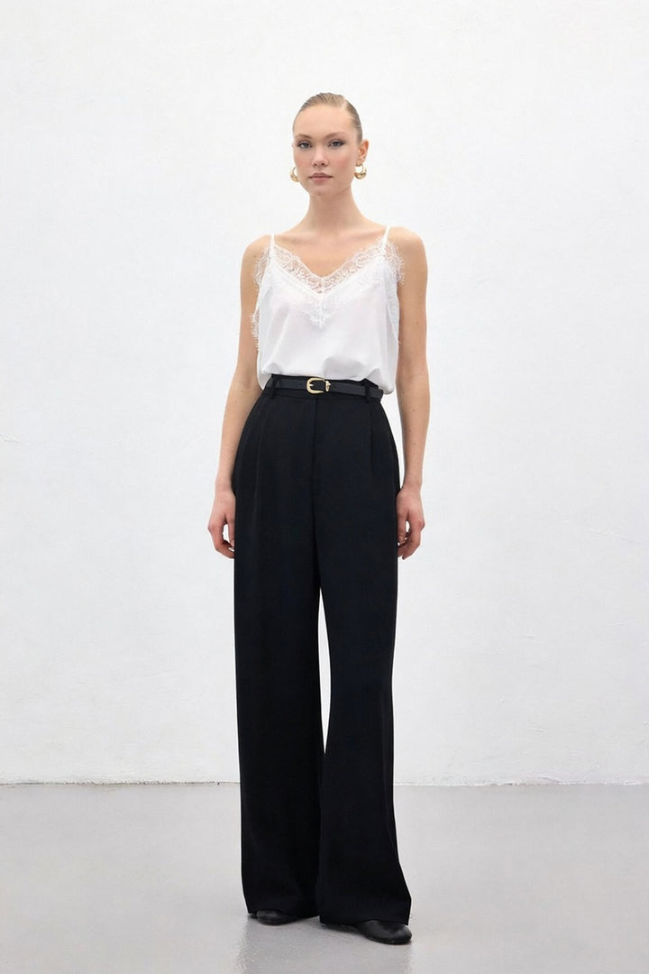 Sateen Pantalon en crêpe Luna - Noir