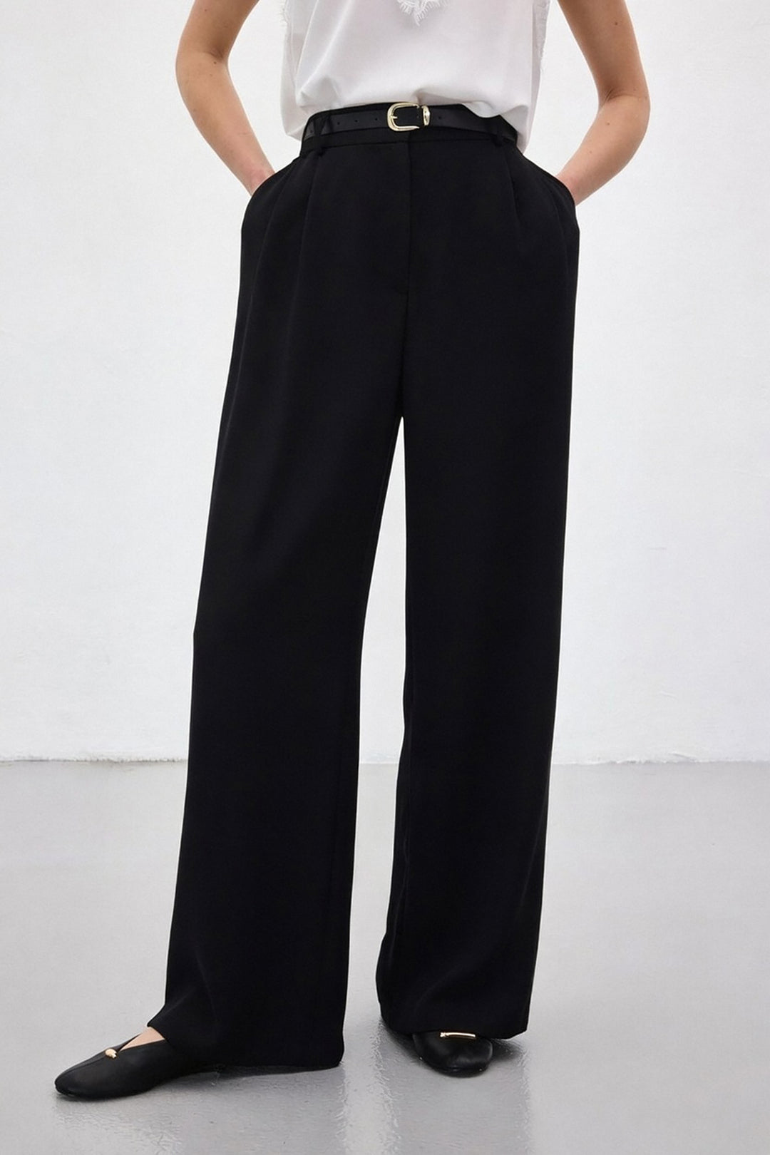 Sateen Pantalon en crêpe Luna - Noir