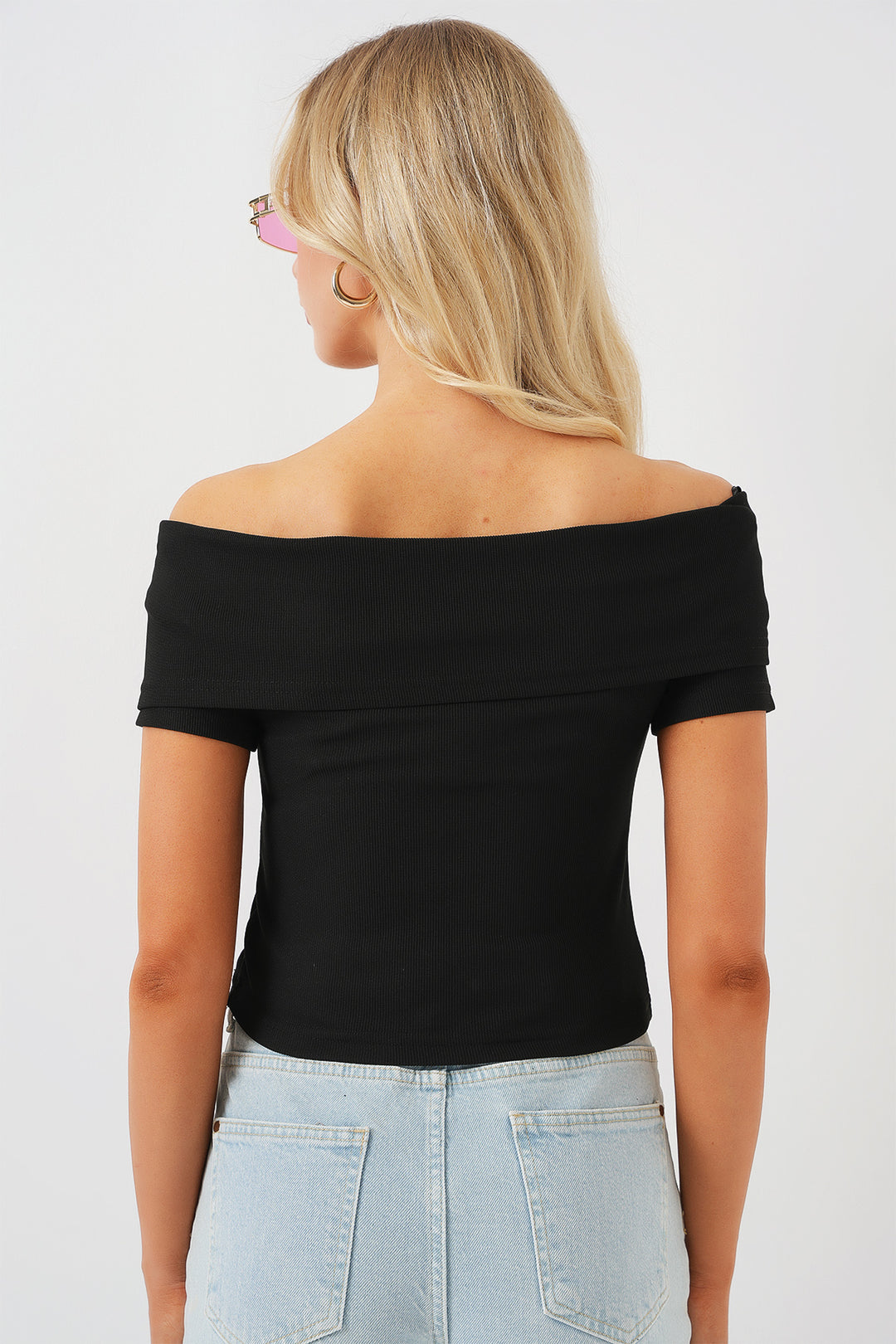 Bigdart Blouse à col Madonna avec détails en papillon 957 - Noir