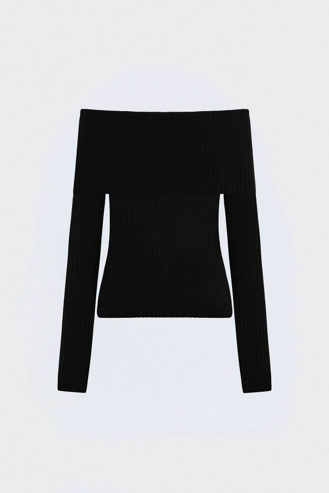 Sateen Tricot Col Madonna - Noir