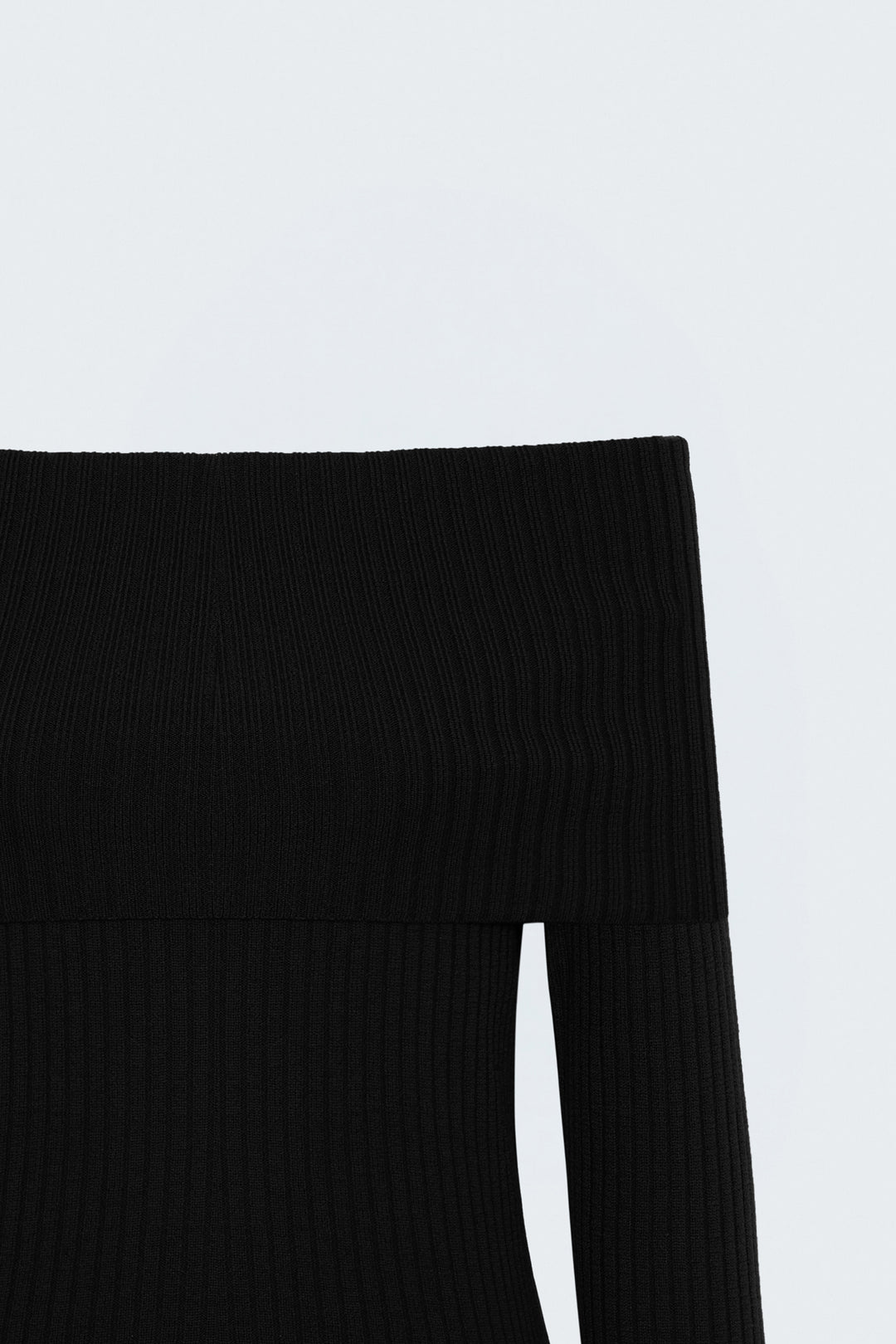Sateen Tricot Col Madonna - Noir