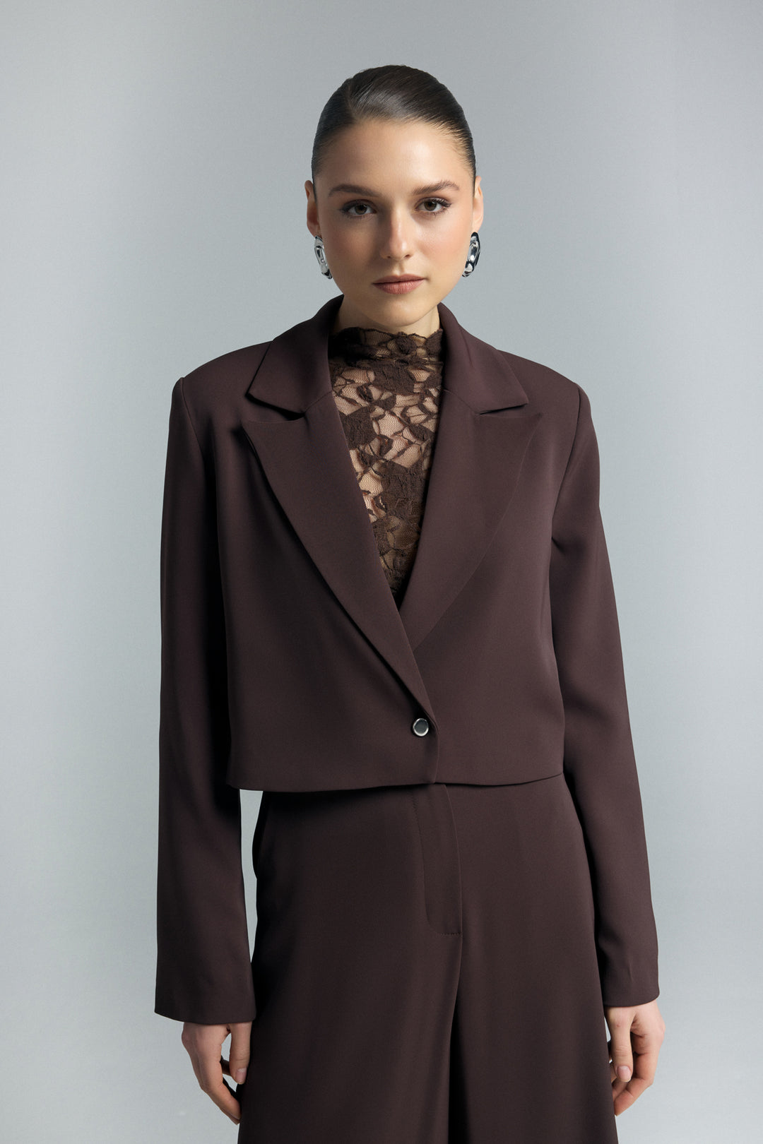 Sateen Mari Veste Courte - Marron