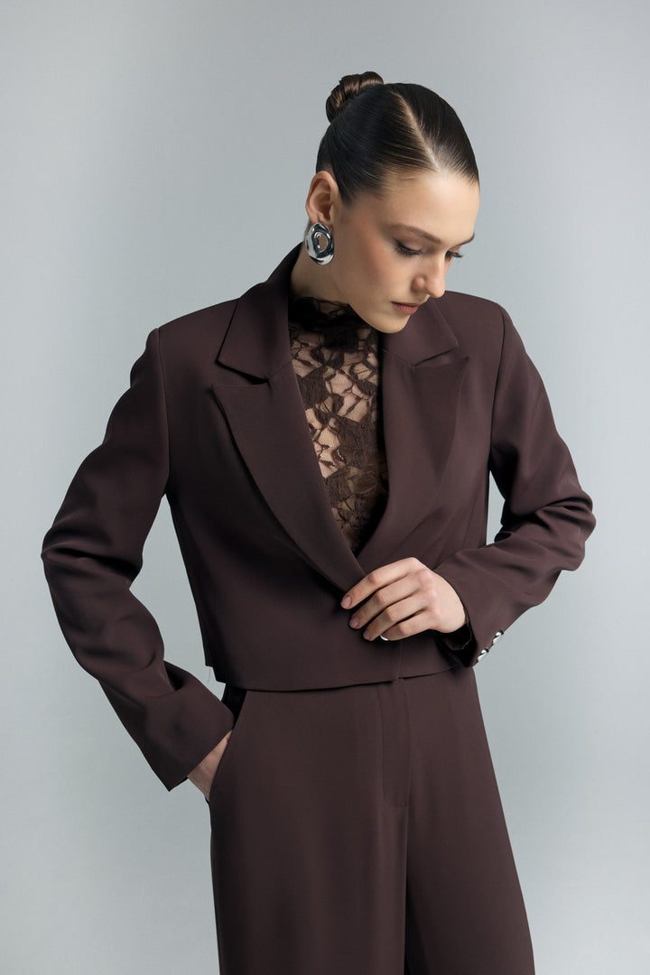 Sateen Mari Veste Courte - Marron