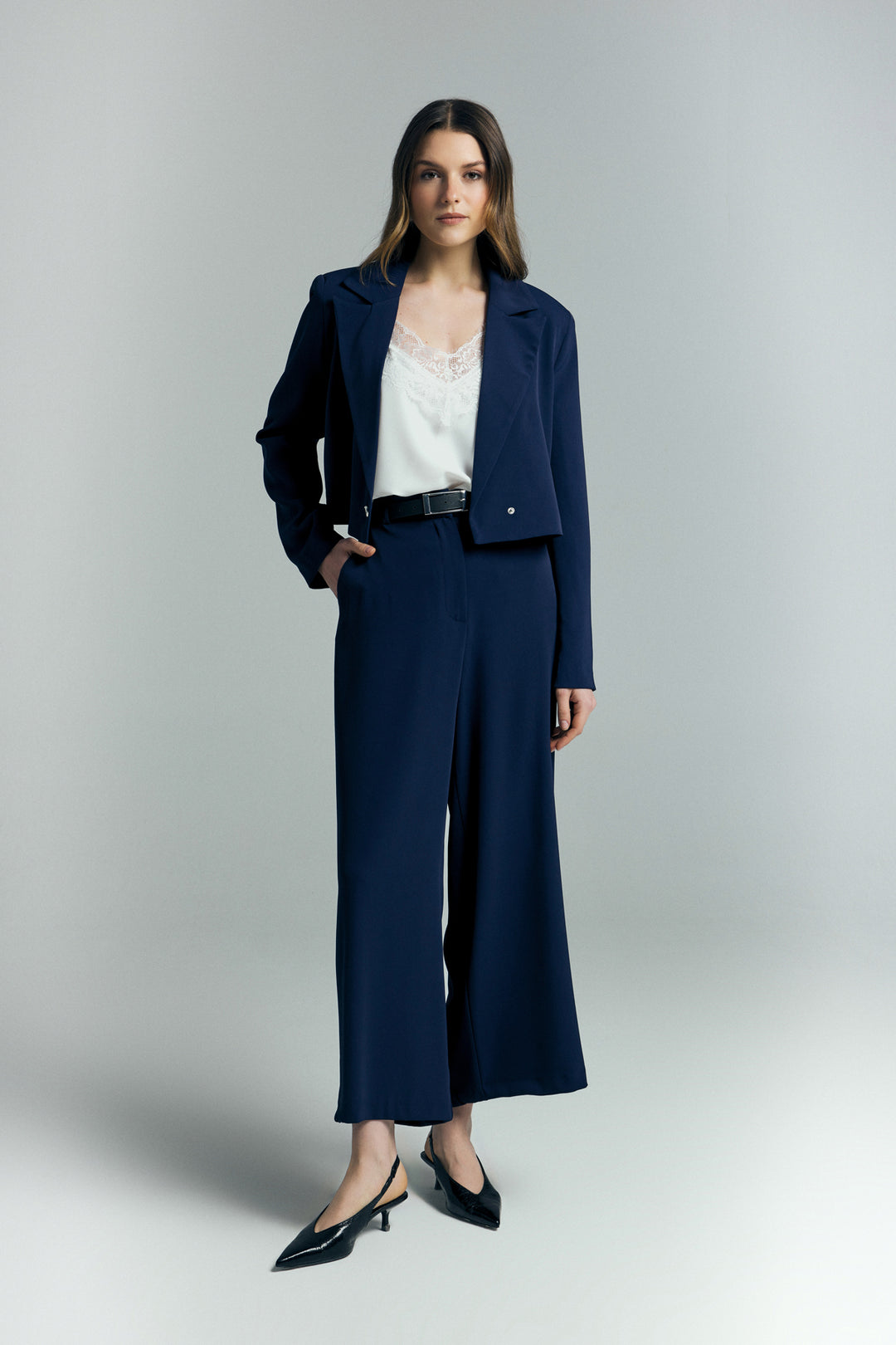 Sateen Pantalon Mari - Bleu marine