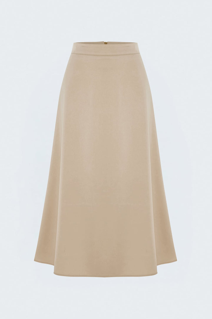 Sateen Jupe Midi Satin - Beige
