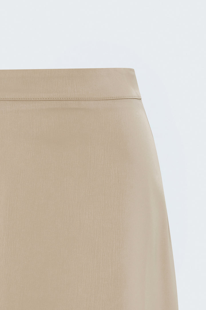 Sateen Jupe Midi Satin - Beige