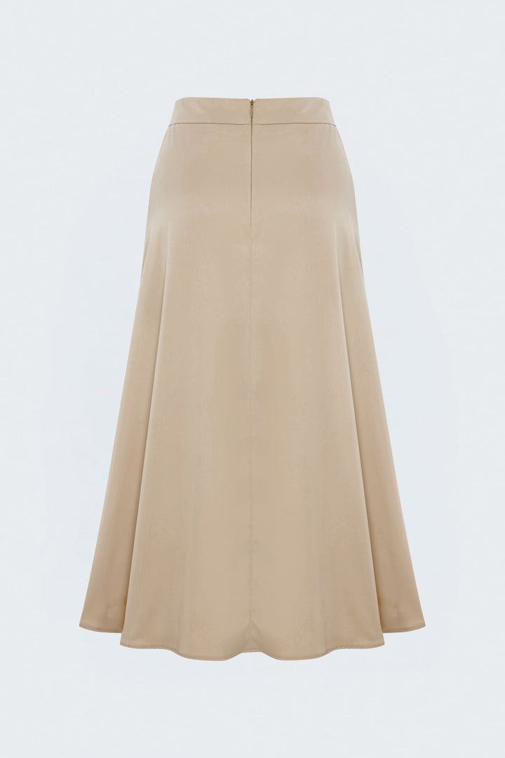 Sateen Jupe Midi Satin - Beige