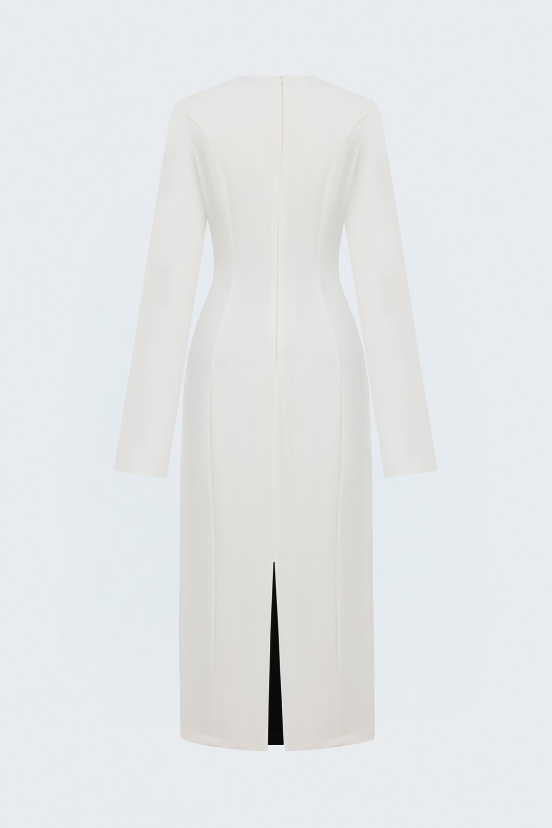 Sateen Robe classique à manches longues midi - Écru