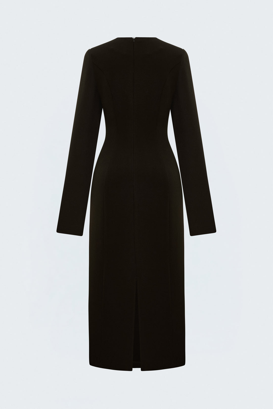 Sateen Robe classique à manches longues midi - Marron