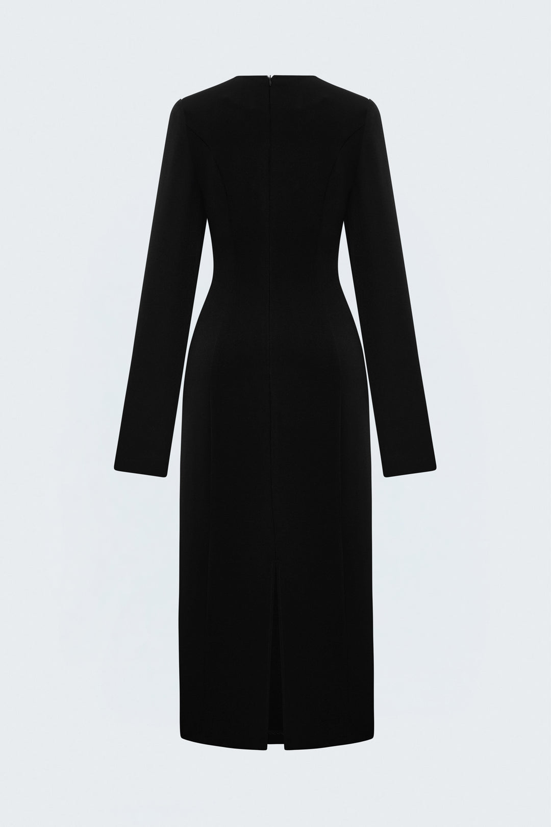 Sateen Robe classique à manches longues midi - Noir