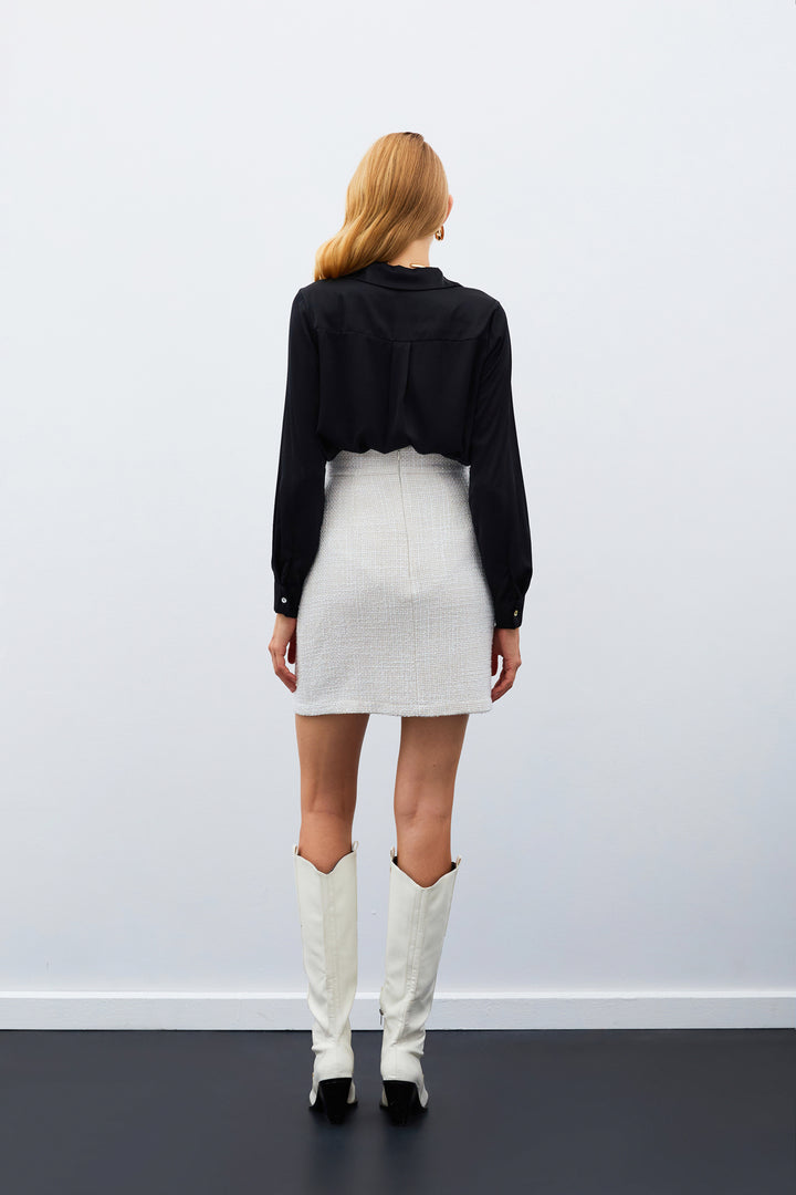 Sateen Mini jupe en tweed - Beige