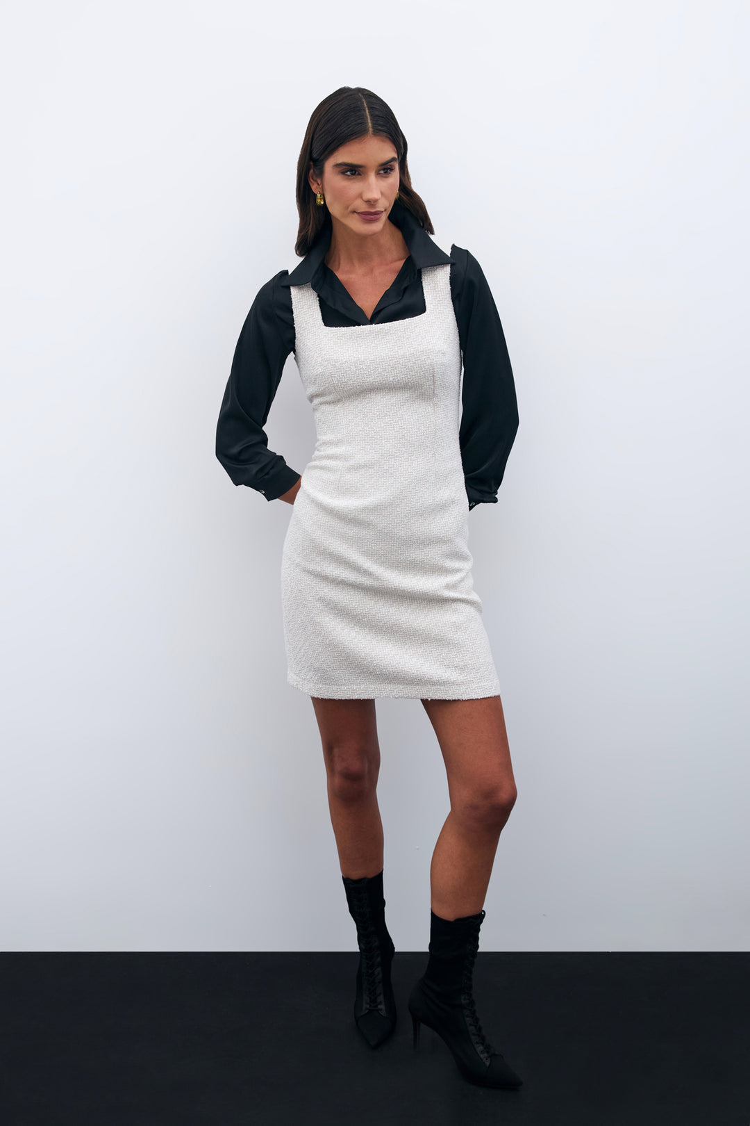 Sateen Robe mini en tweed - Pierre