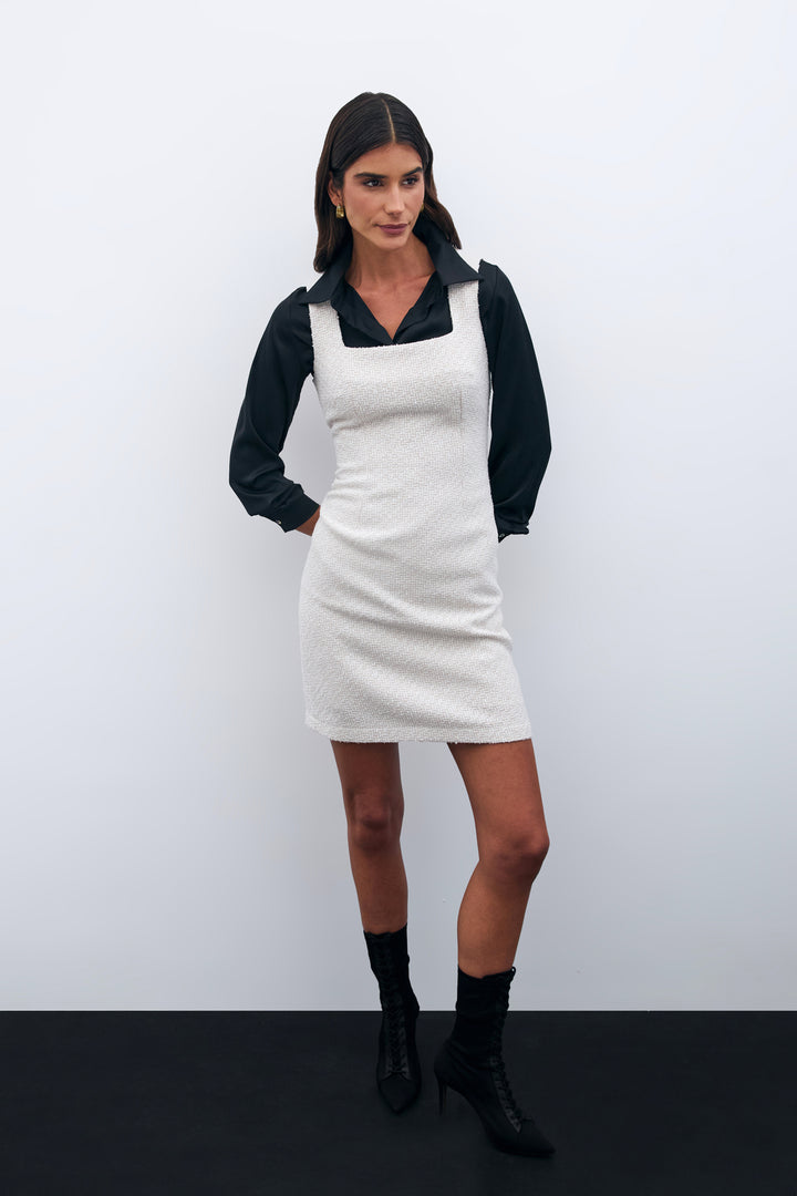 Sateen Robe mini en tweed - Pierre