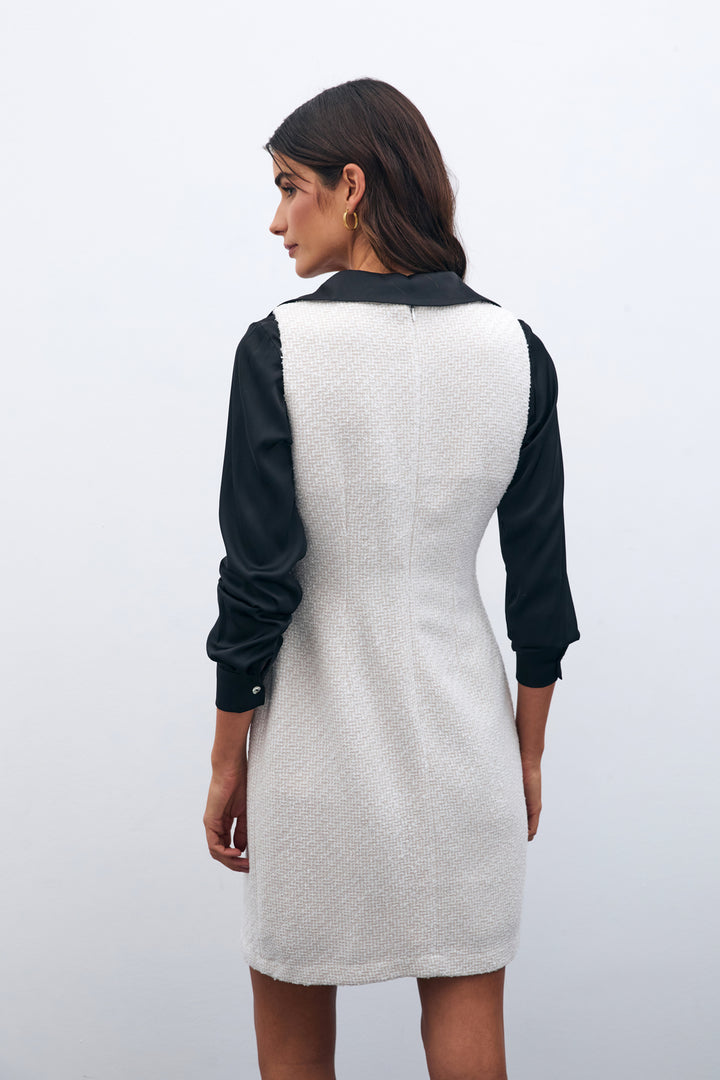 Sateen Robe mini en tweed - Pierre
