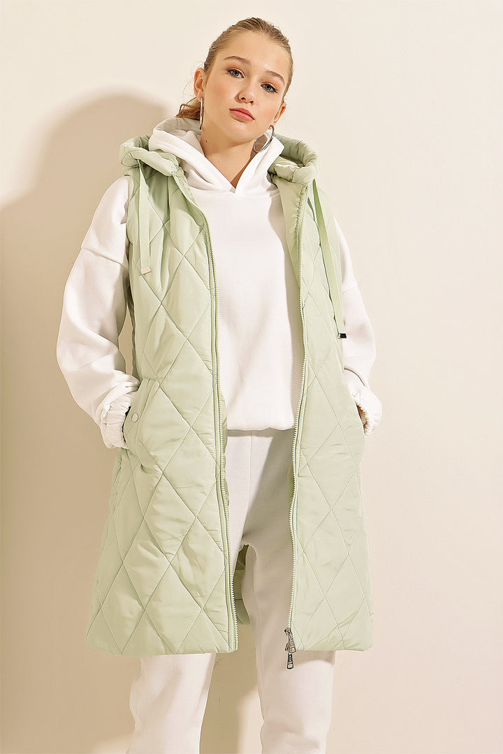 Bigdart 5140 Gilet long en duvet à capuche - Menthe