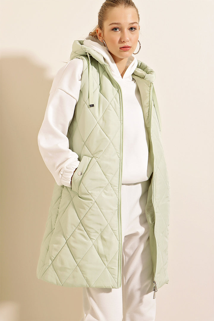 Bigdart 5140 Gilet long en duvet à capuche - Menthe