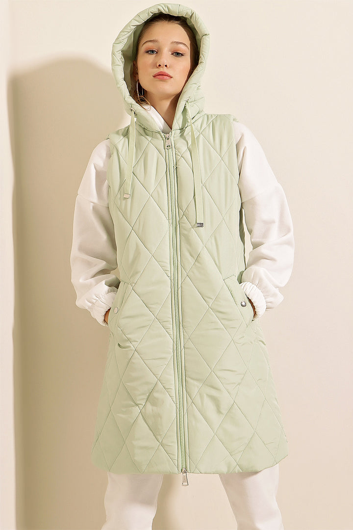 Bigdart 5140 Gilet long en duvet à capuche - Menthe