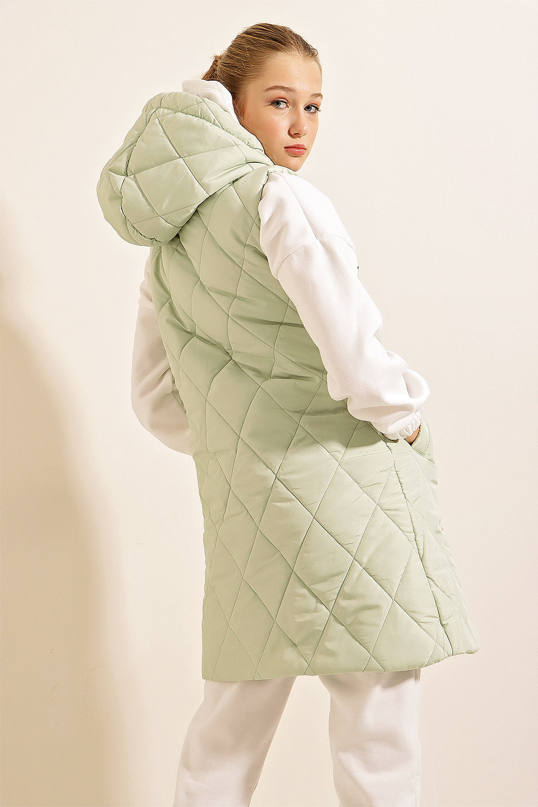 Bigdart 5140 Gilet long en duvet à capuche - Menthe