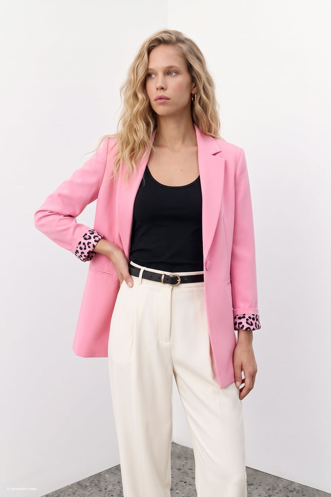 Sateen Veste classique à col mono - Clair Rose