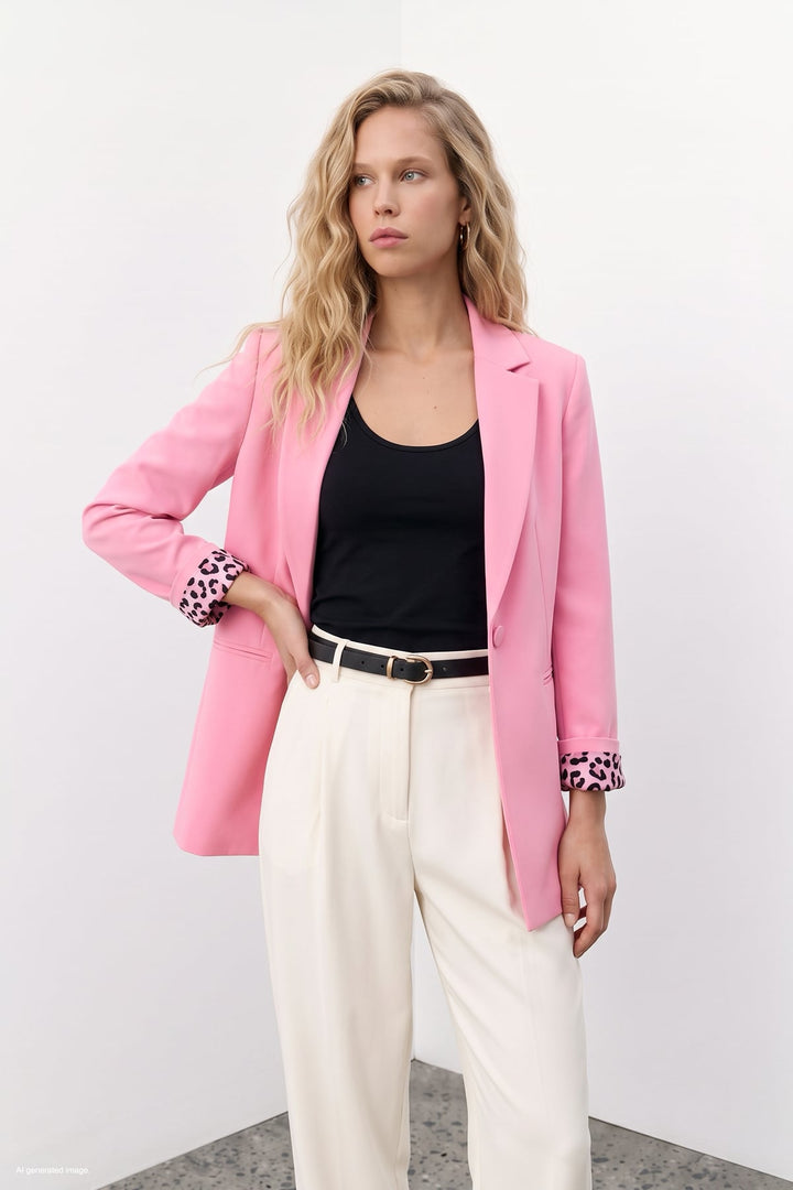 Sateen Veste classique à col mono - Clair Rose