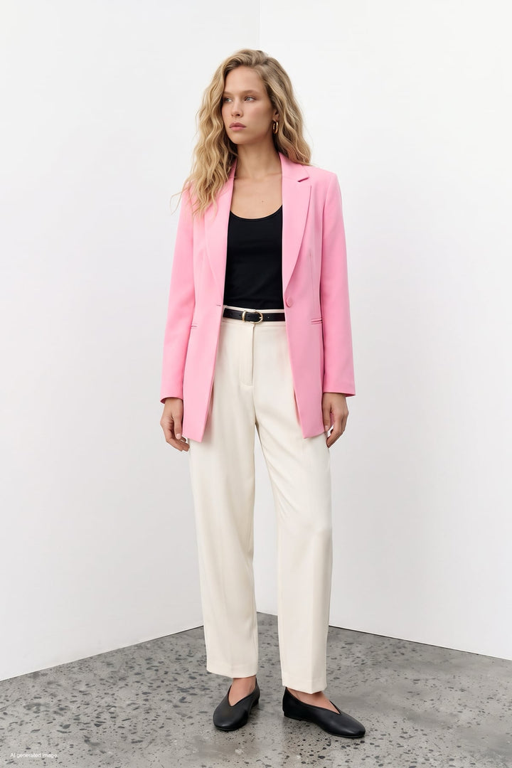 Sateen Veste classique à col mono - Clair Rose