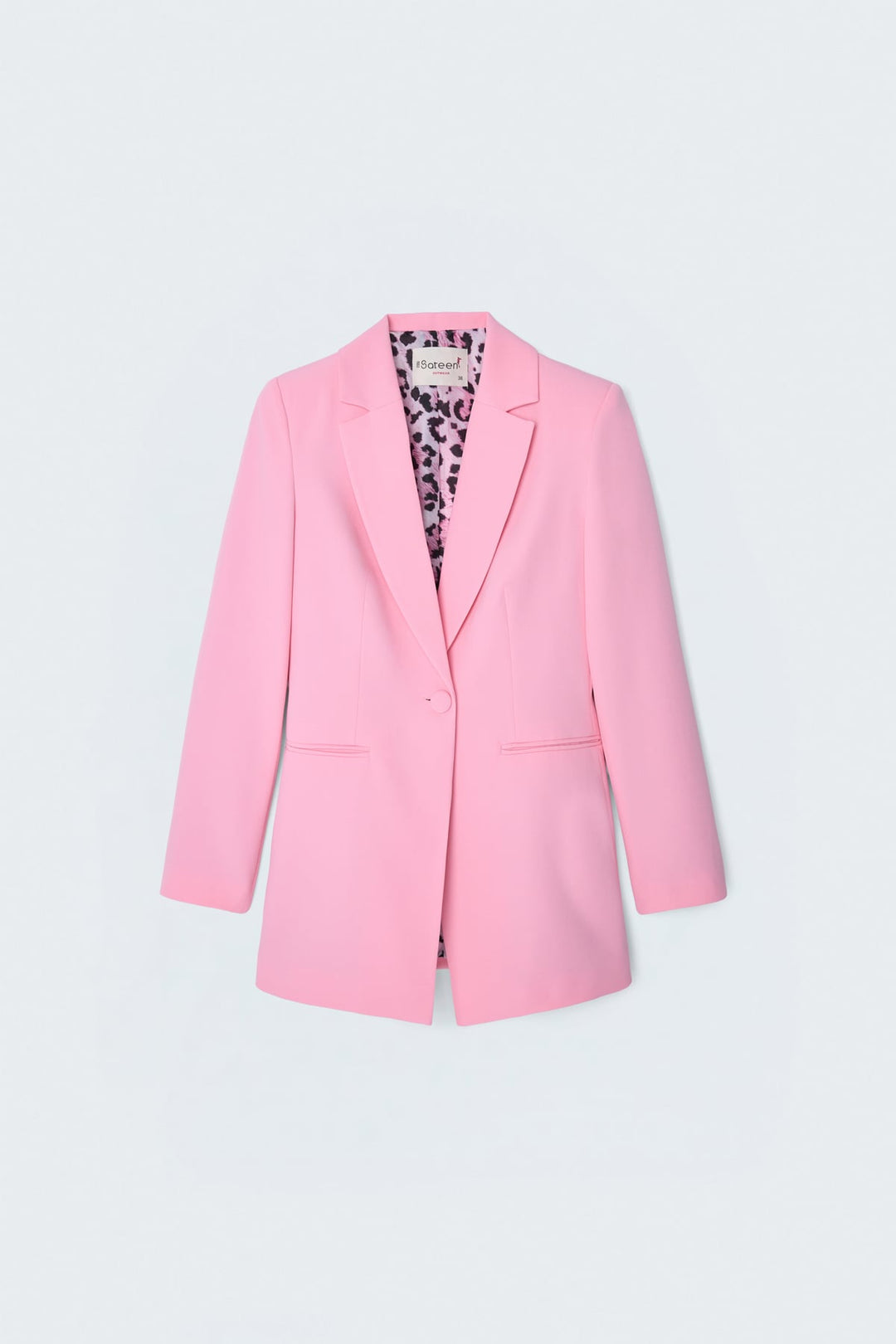 Sateen Veste classique à col mono - Clair Rose