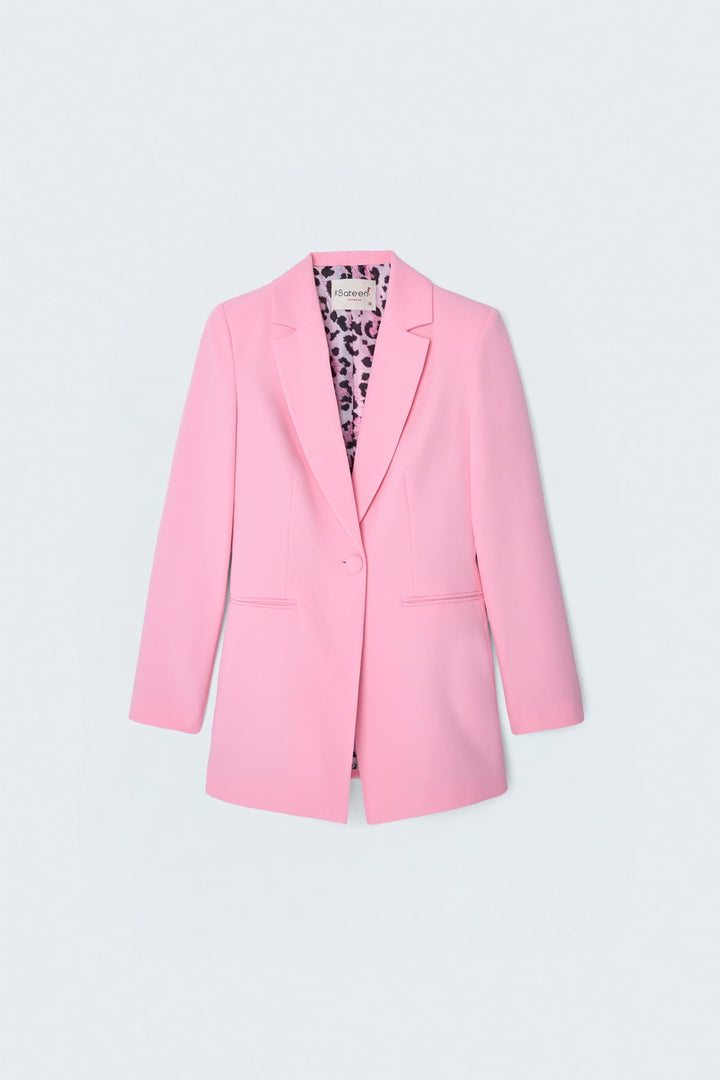 Sateen Veste classique à col mono - Clair Rose