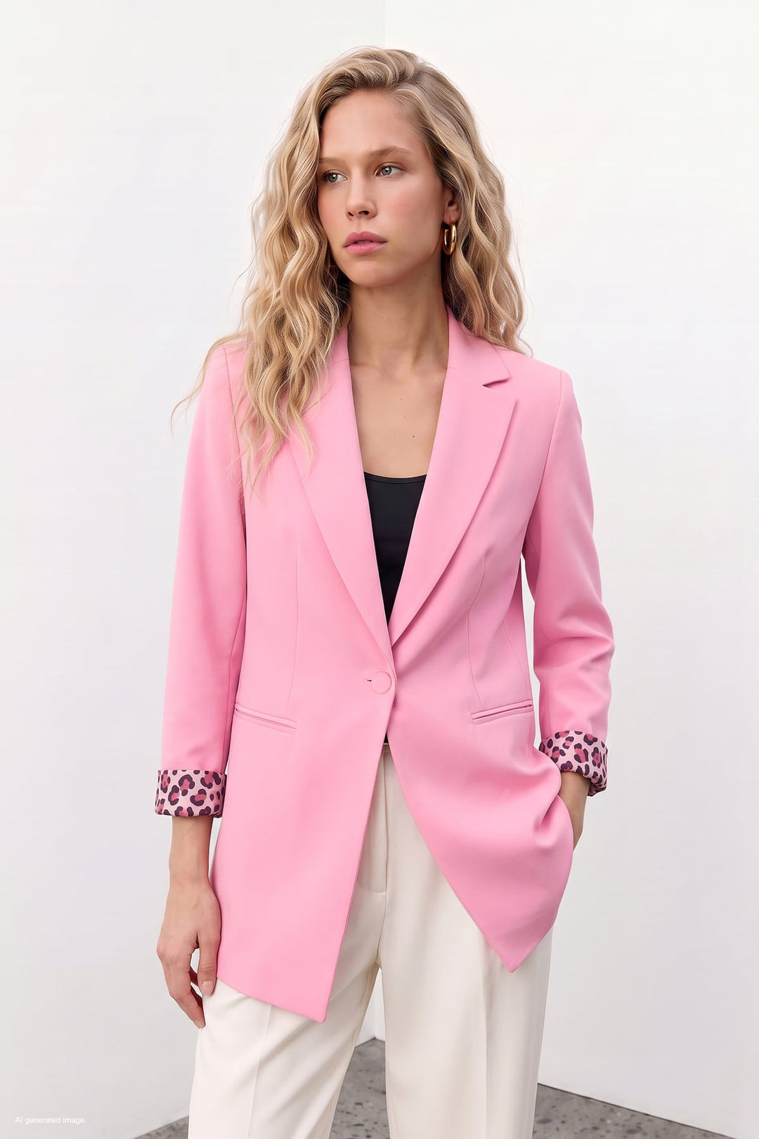 Sateen Veste classique à col mono - Clair Rose