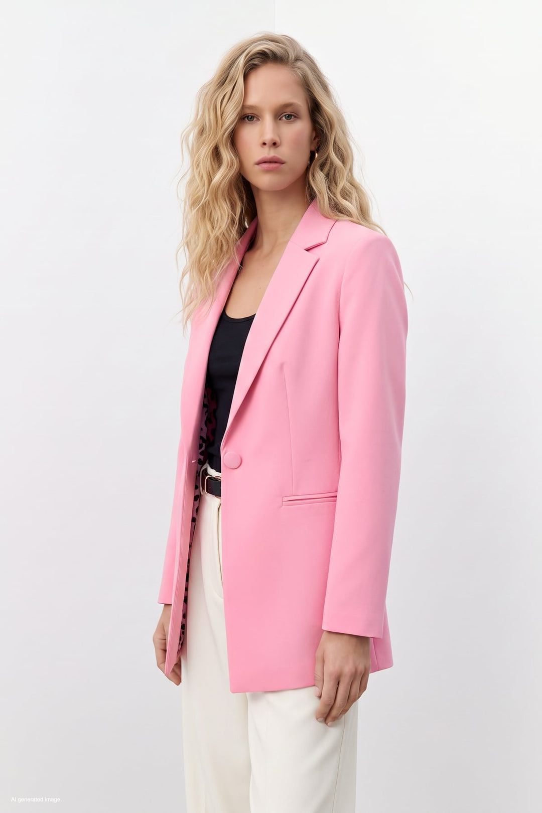 Sateen Veste classique à col mono - Clair Rose