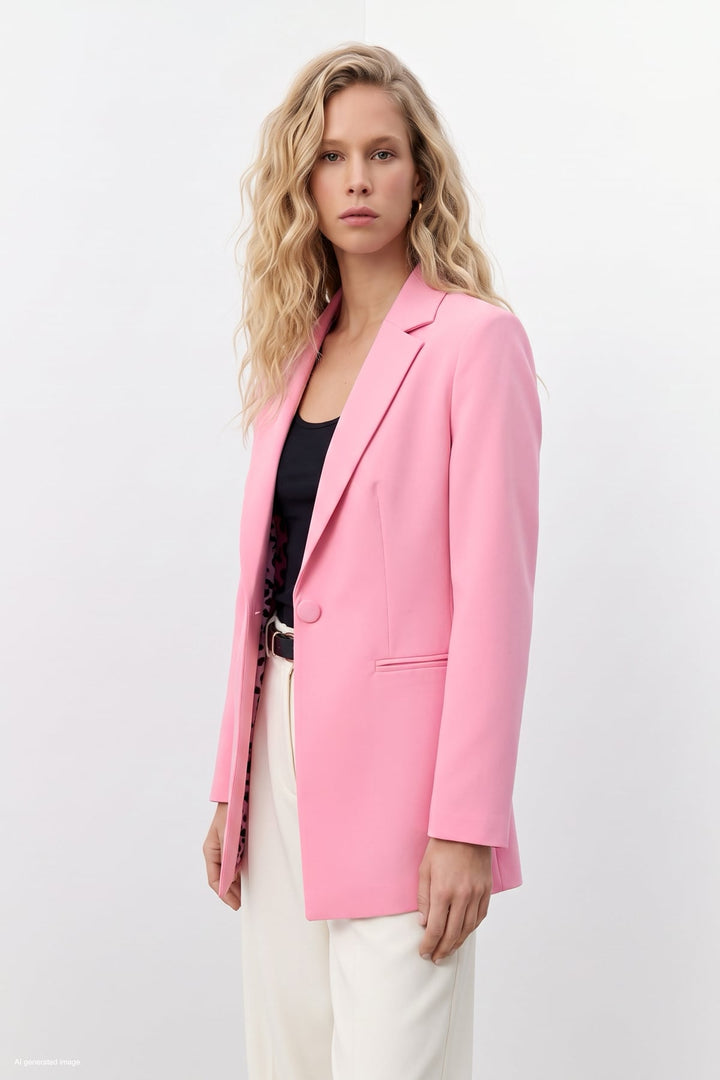 Sateen Veste classique à col mono - Clair Rose
