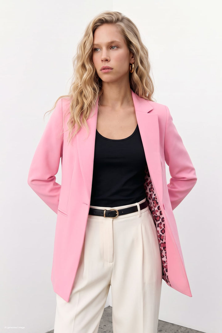 Sateen Veste classique à col mono - Clair Rose