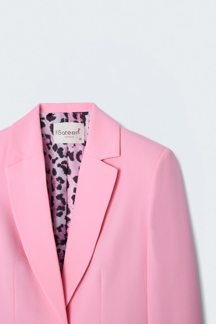 Sateen Veste classique à col mono - Clair Rose