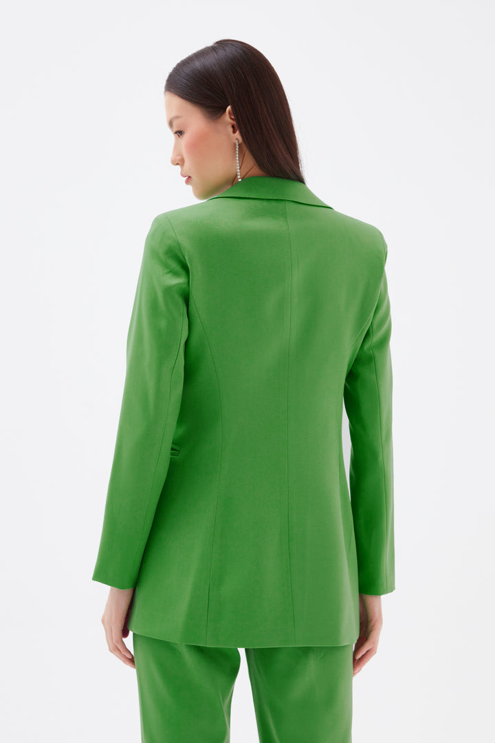 Sateen Veste Classique à Col Mono - Clair Vert