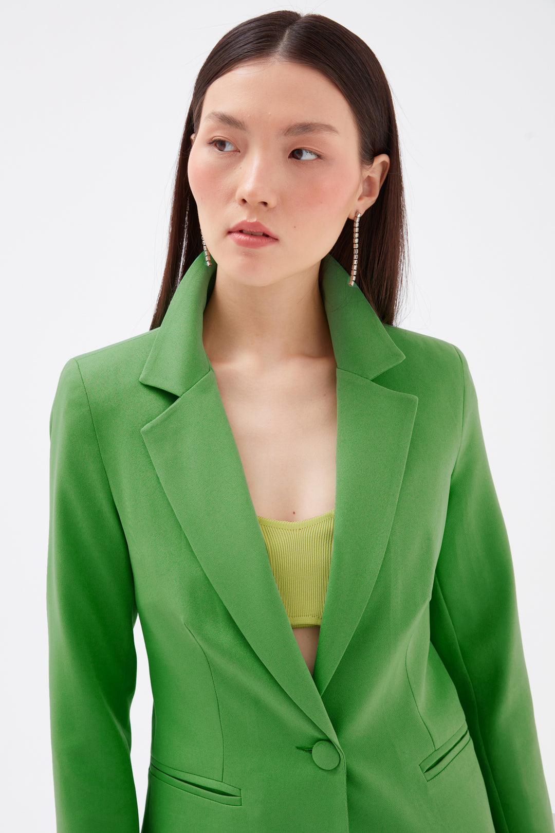 Sateen Veste Classique à Col Mono - Clair Vert