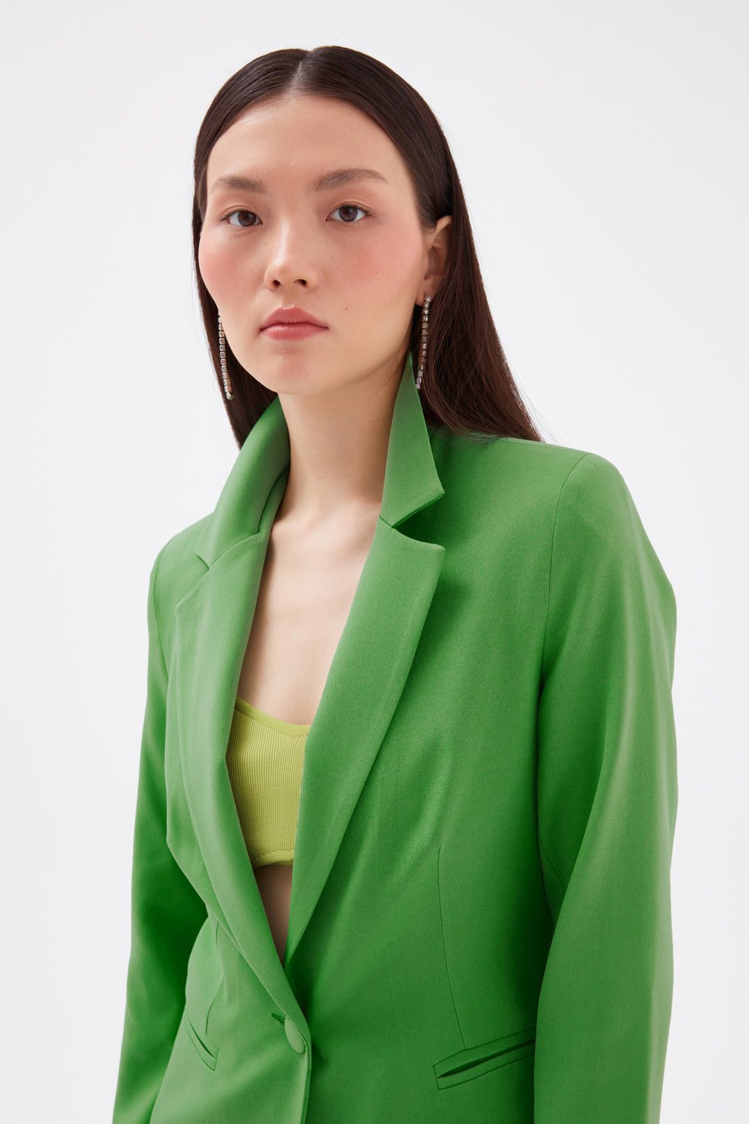 Sateen Veste Classique à Col Mono - Clair Vert